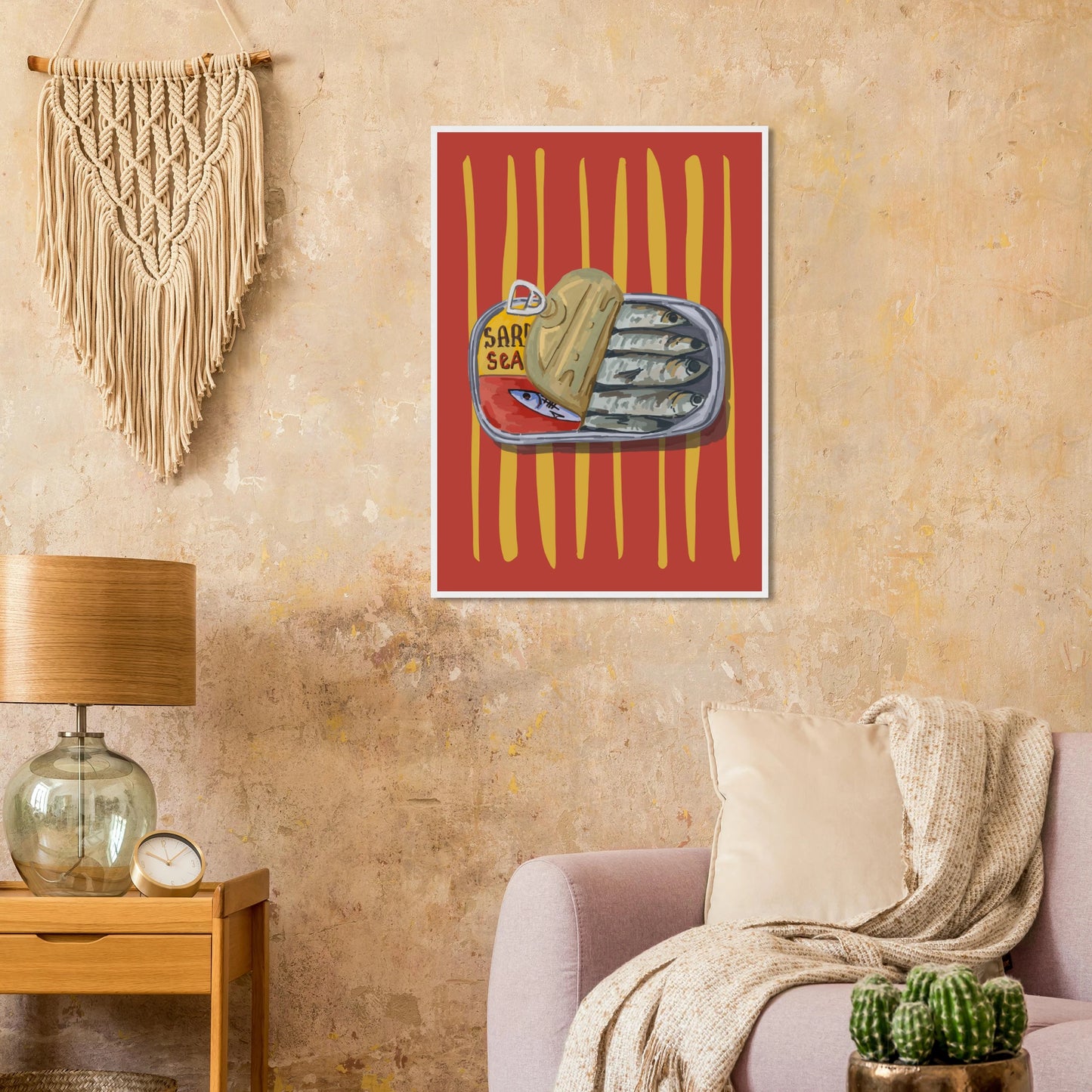 4pm sardine sea pop art print a quirky culinary statement for your walls art print in a size affordable wall art by Art Aunty NZ
