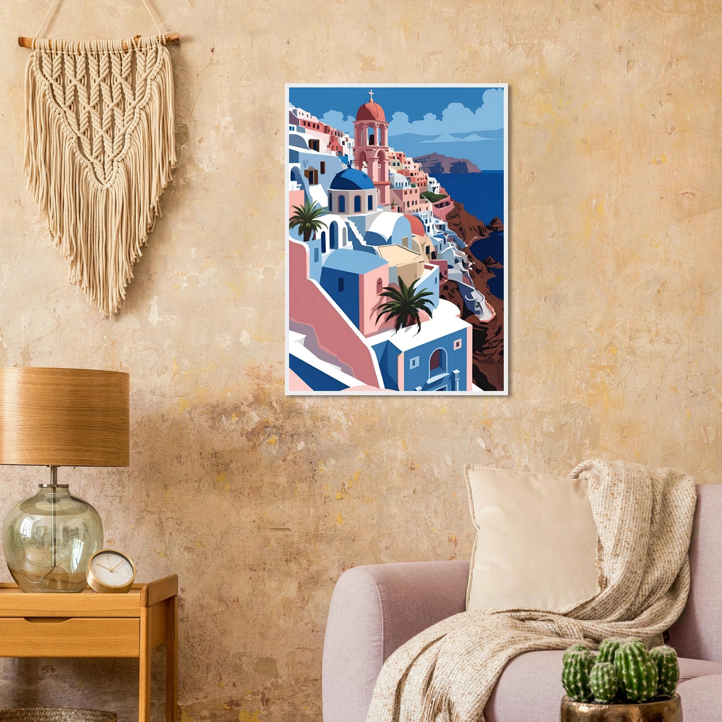 Santorini serenity art print coastal greece inspired decor by anya trut choose your size frame art print in a size affordable wall art by Art Aunty NZ