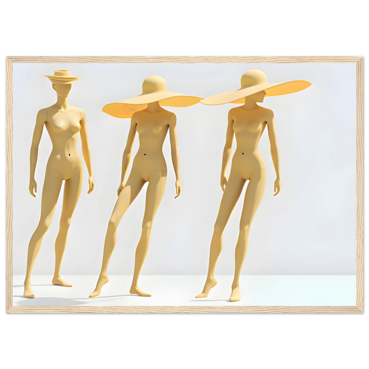 Trio art print in a Wood frame size 21x29.7 cm / 8x12" affordable wall art by Art Aunty NZ