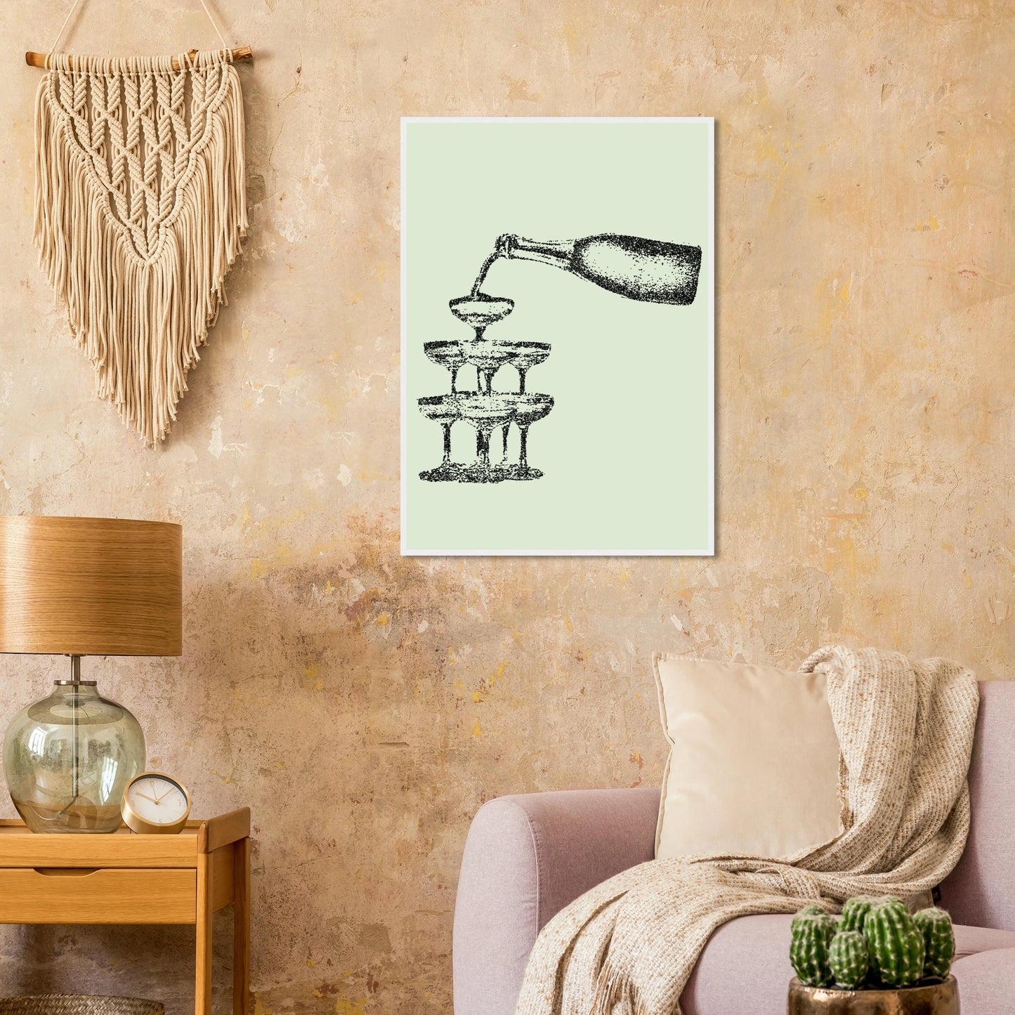 Champagne cascade elegant dotted art print by anya trut choose your size frame art print in a size affordable wall art by Art Aunty NZ