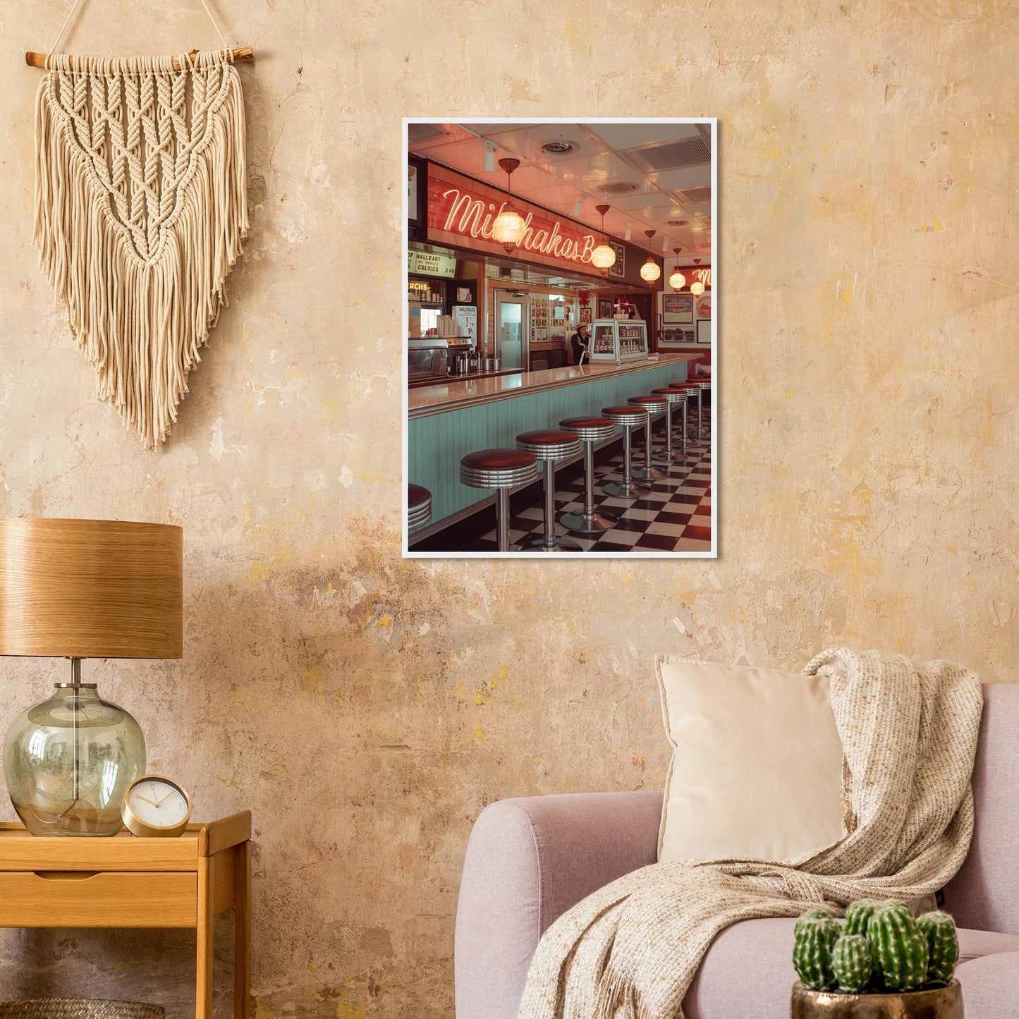 The milk bar art print in a size affordable wall art by Art Aunty NZ