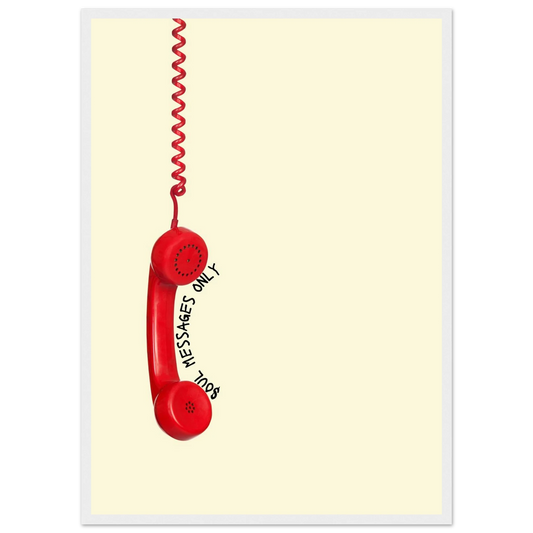 Answerphone 1 art print in a Wood frame size 21x29.7 cm / 8x12" affordable wall art by Art Aunty NZ