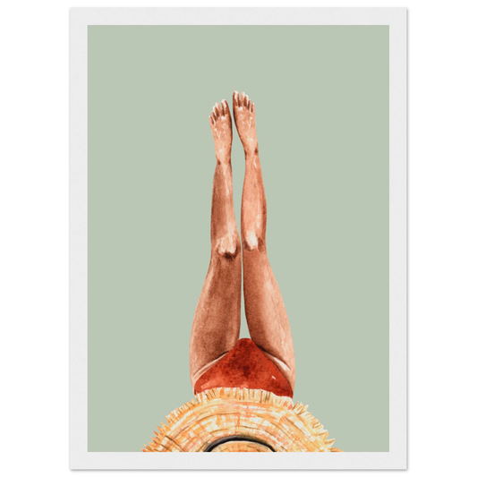 Beach daze 1 art print in a Wood frame size 21x29.7 cm / 8x12" affordable wall art by Art Aunty NZ