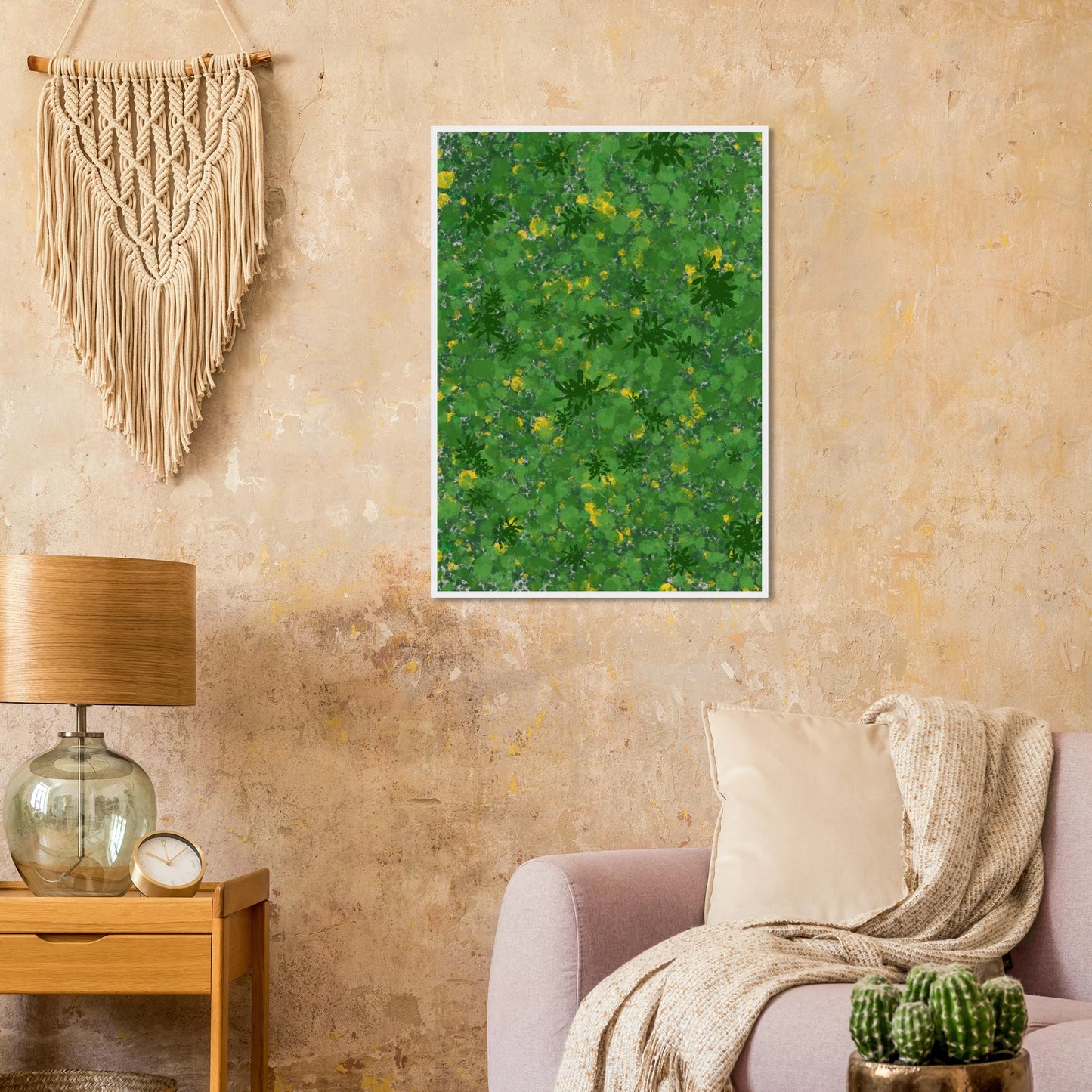 Abstract foliage reverie vibrant green yellow art print by anya trut choose your size frame art print in a size affordable wall art by Art Aunty NZ