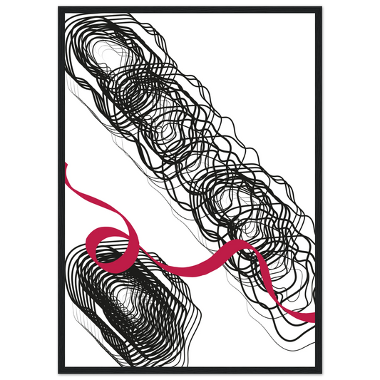 Abstract swirls ribbon framed art print by anya trut modern minimalist wall decor in your choice of size frame art print in a Wood frame size 21x29.7 cm / 8x12" affordable wall art by Art Aunty NZ