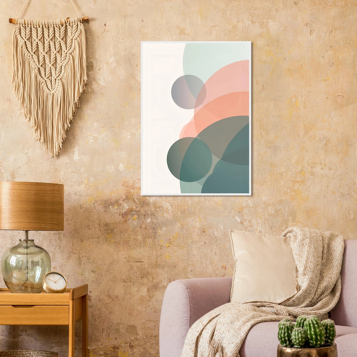 Abstract serenity bubbles modern minimalist wall art print by anya trut choose your size frame art print in a size affordable wall art by Art Aunty NZ