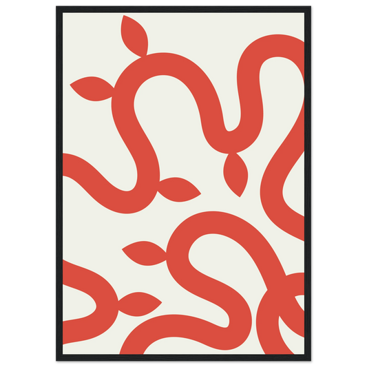 Abstract coral vines minimalist wall art print by anya trut choose your size frame art print in a Wood frame size 21x29.7 cm / 8x12" affordable wall art by Art Aunty NZ