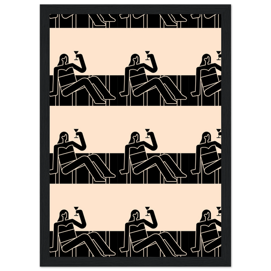 Chillin art print in a Wood frame size 21x29.7 cm / 8x12" affordable wall art by Art Aunty NZ