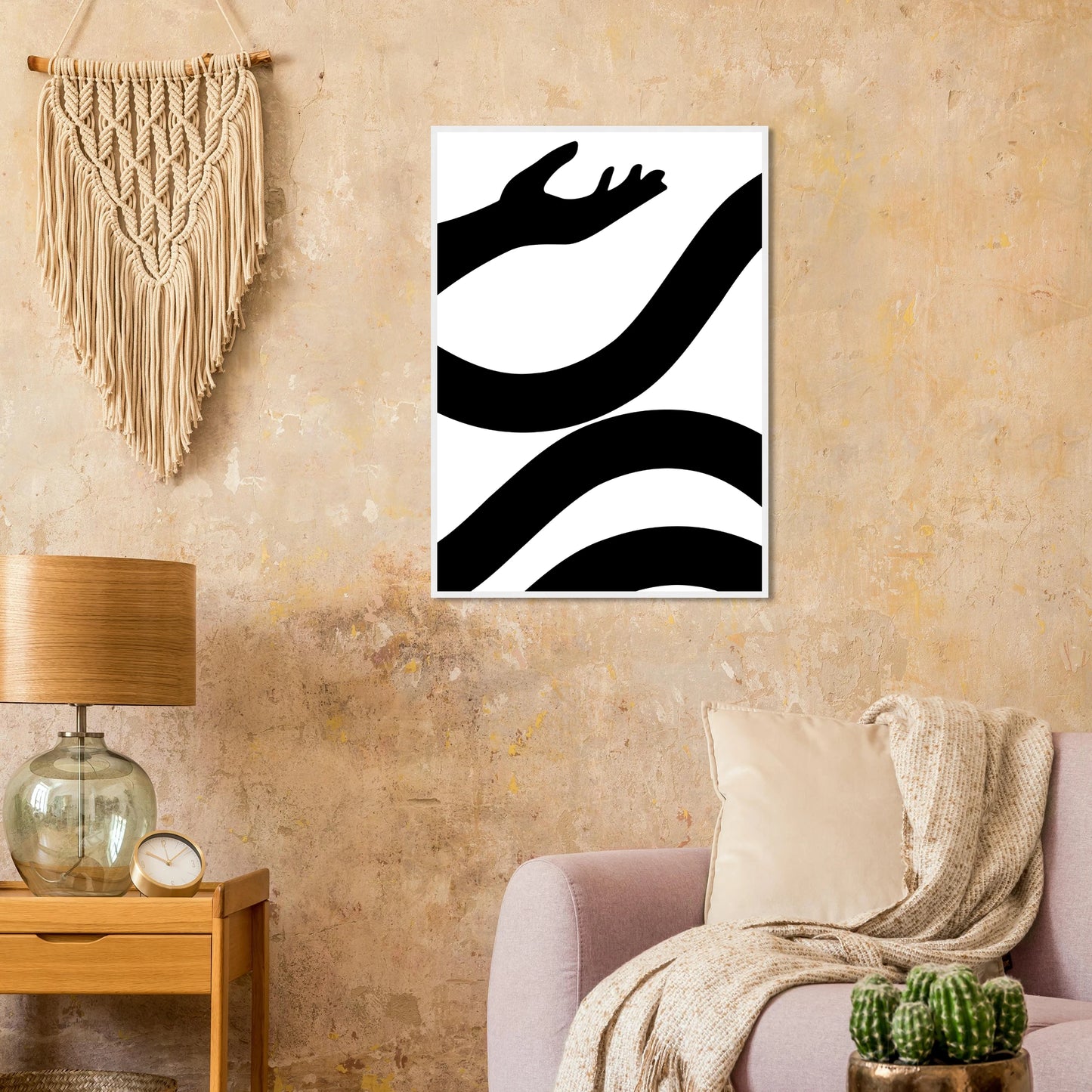 Abstract embrace minimalist black white line art print by anya trut choose your size and frame art print in a size affordable wall art by Art Aunty NZ