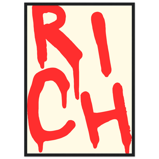 Rich red drip art print by anya trut bold statement wall decor in your choice of frame size art print in a Wood frame size 21x29.7 cm / 8x12" affordable wall art by Art Aunty NZ