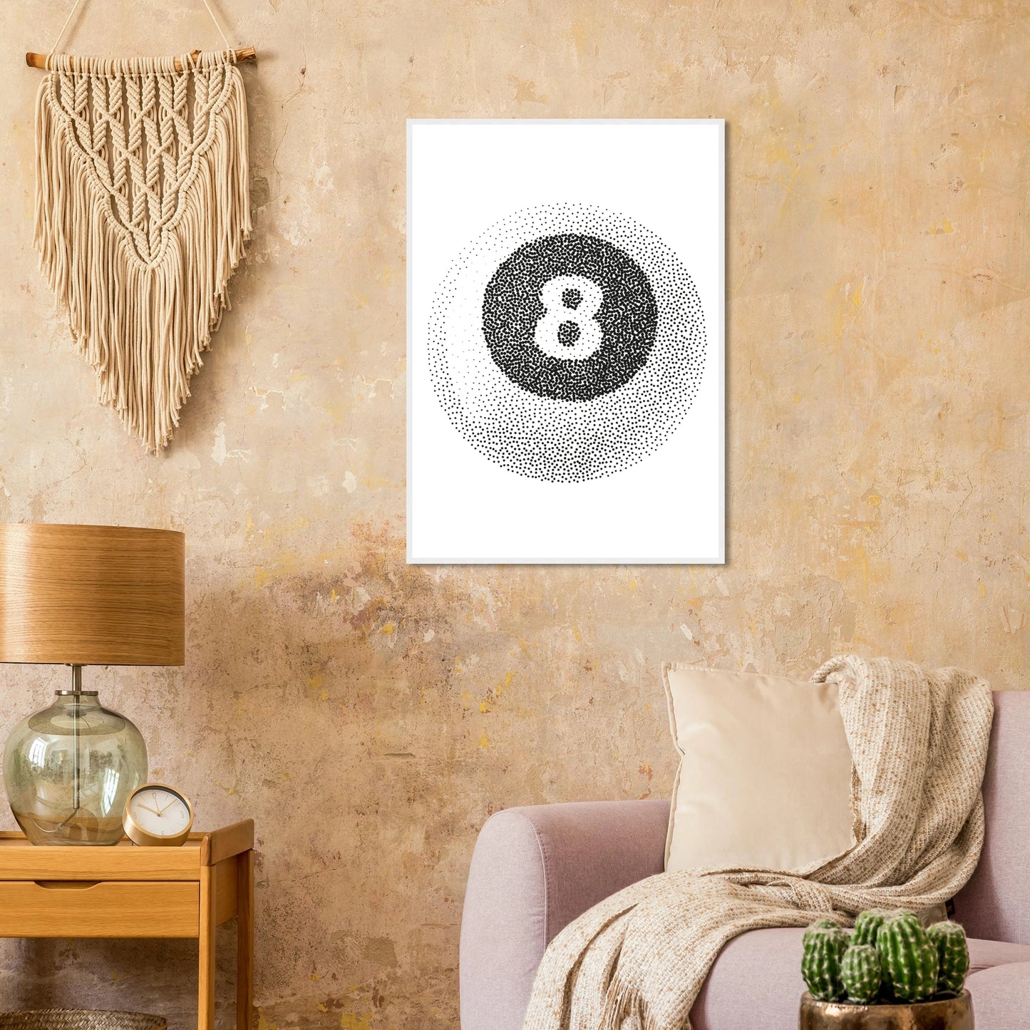 Abstract eight ball dot art print by anya trut choose your size frame art print in a size affordable wall art by Art Aunty NZ