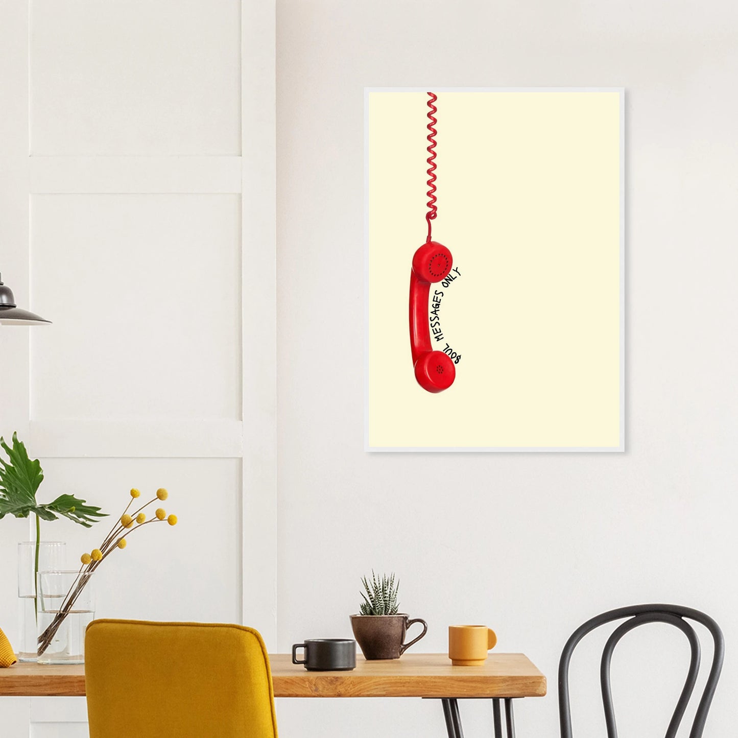 Answerphone 1 art print in a Wood frame size A1 (59.4 x 84.1 cm) affordable wall art by Art Aunty NZ