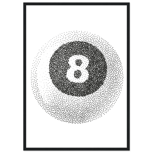 Abstract eight ball dot art print by anya trut choose your size frame art print in a Wood frame size 21x29.7 cm / 8x12" affordable wall art by Art Aunty NZ