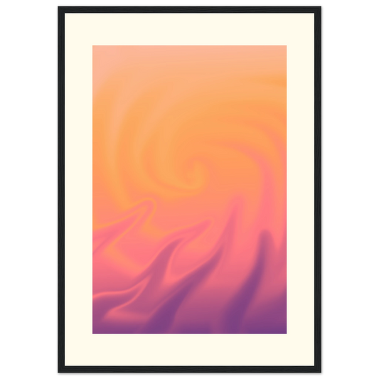 Abstract swirl framed poster radiant sunset hues by anya trut choose your size frame art print in a Wood frame size 21x29.7 cm / 8x12" affordable wall art by Art Aunty NZ