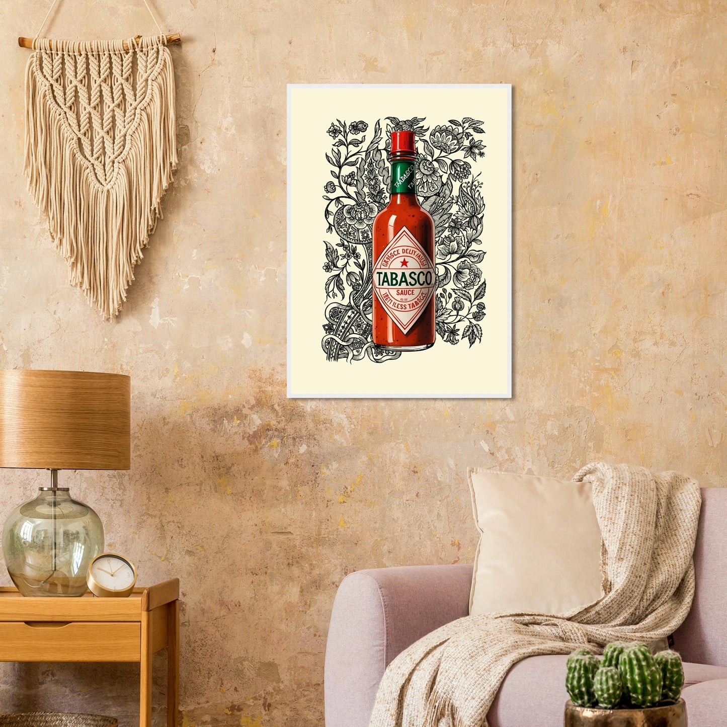 Tabasco sauce pop art bold spicy wall art by anya trut choose your size frame art print in a size affordable wall art by Art Aunty NZ