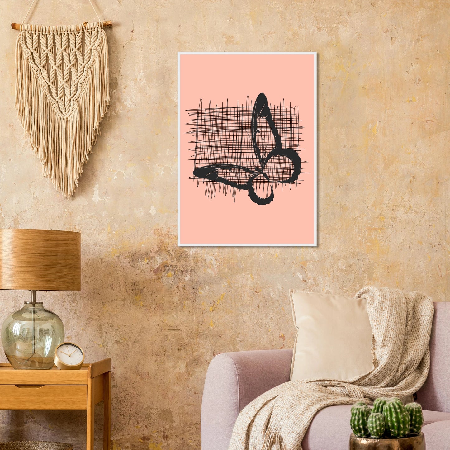 Abstract composition in black and pink by anya trut modern fine art print in your choice of frame art print in a size affordable wall art by Art Aunty NZ