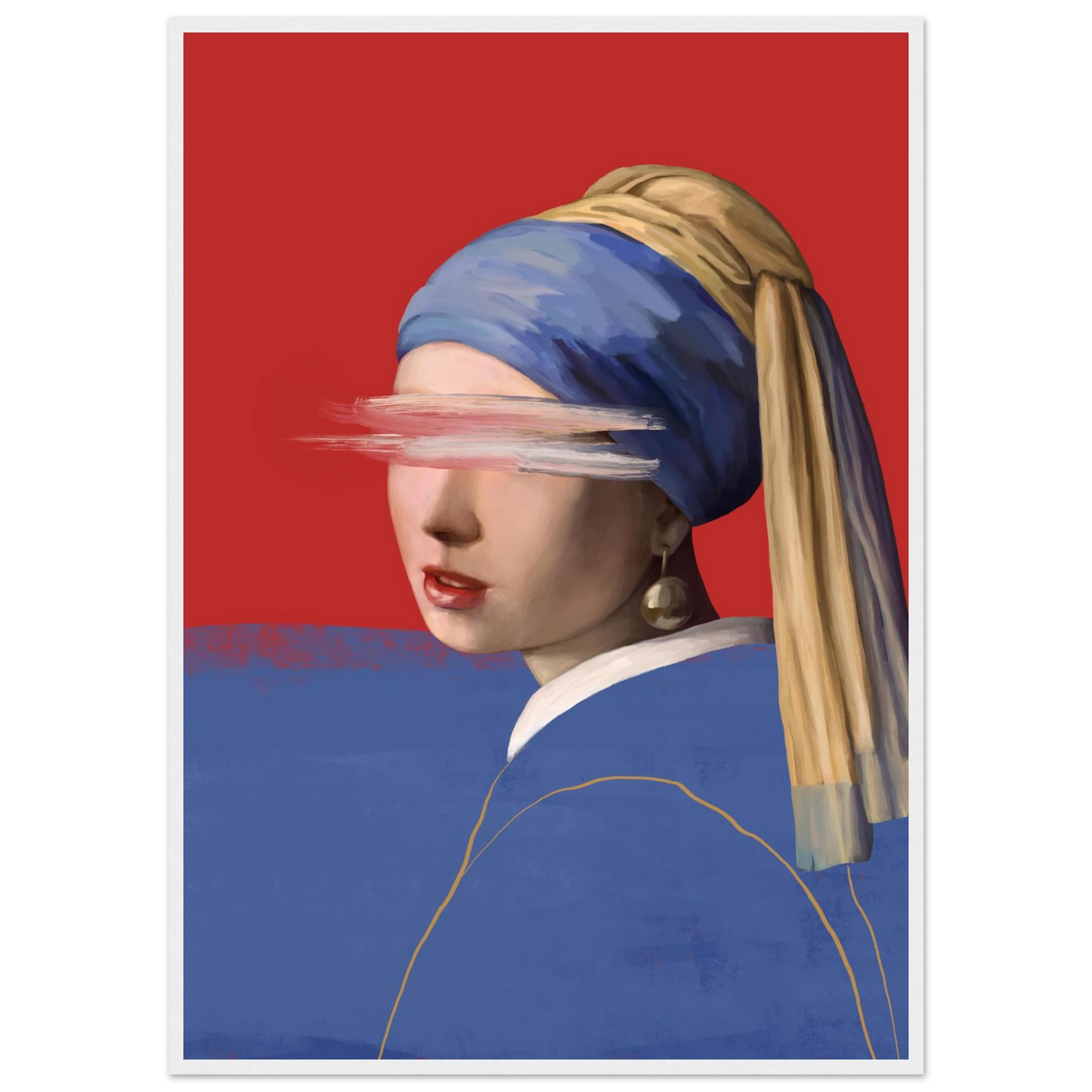 Girl with a pearl earring modern abstraction framed poster by ioana horvat in your choice of size frame color art print in a White frame size 21x29.7 cm / 8x12" affordable wall art by Art Aunty NZ