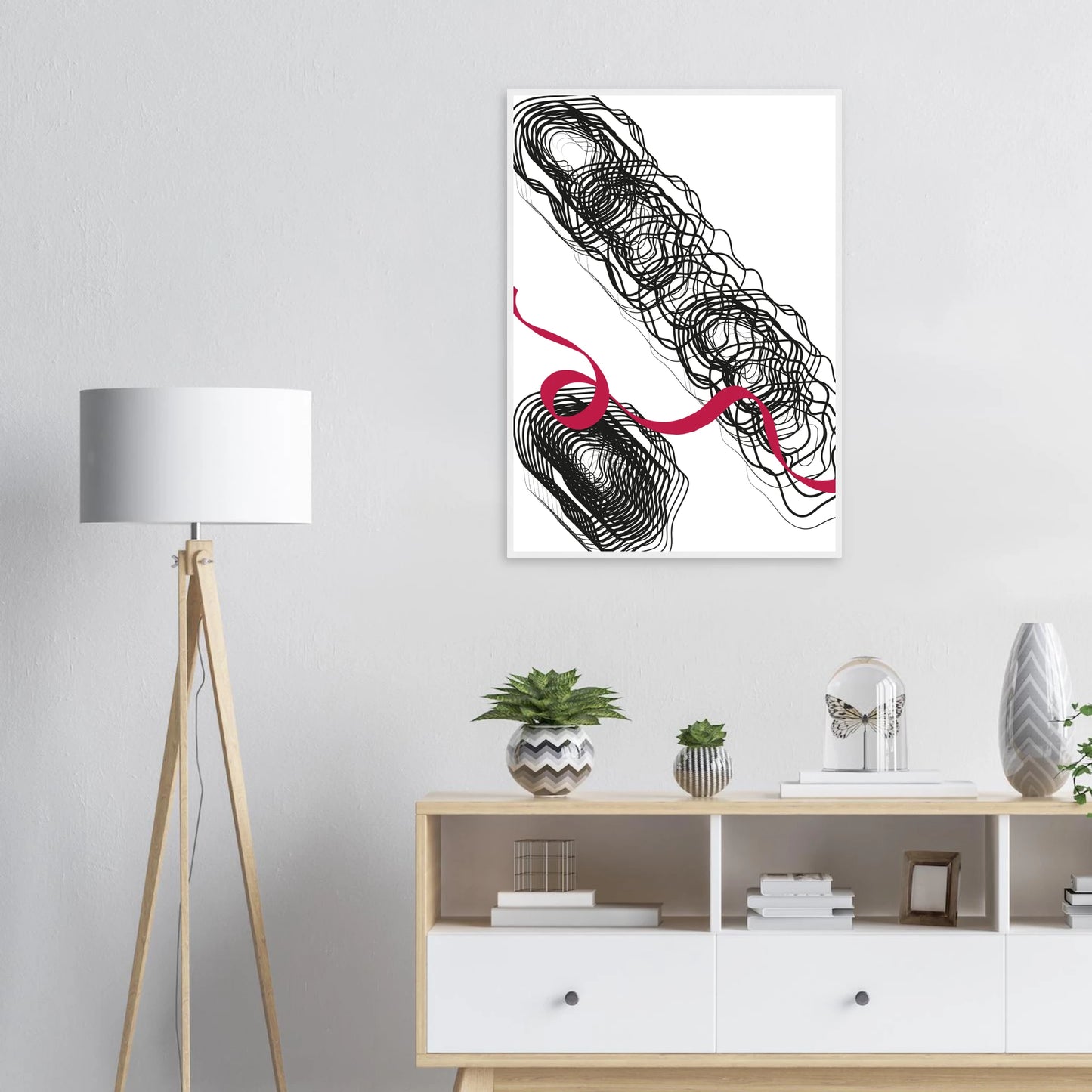 Abstract swirls ribbon framed art print by anya trut modern minimalist wall decor in your choice of size frame art print in a  size  affordable wall art by Art Aunty NZ