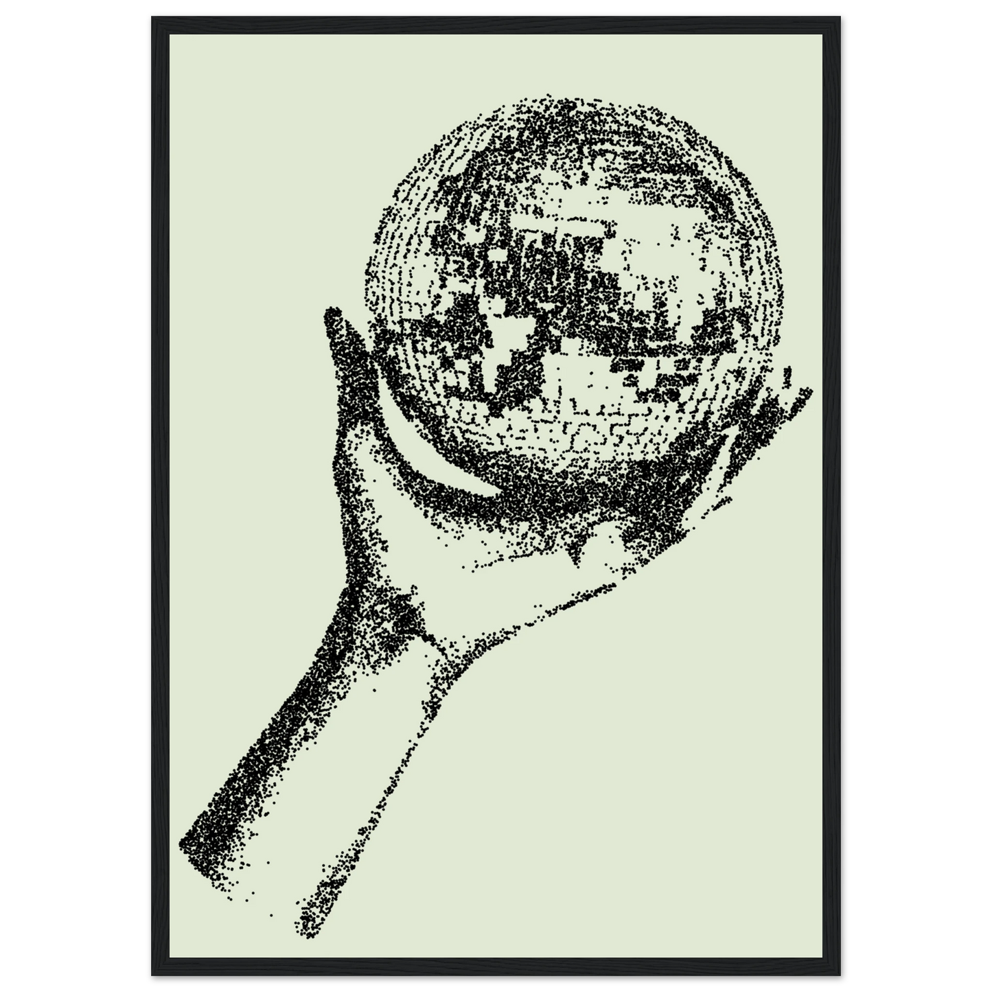 Digital disco ball hand global vision framed poster choose your size frame art print in a Wood frame size 21x29.7 cm / 8x12" affordable wall art by Art Aunty NZ