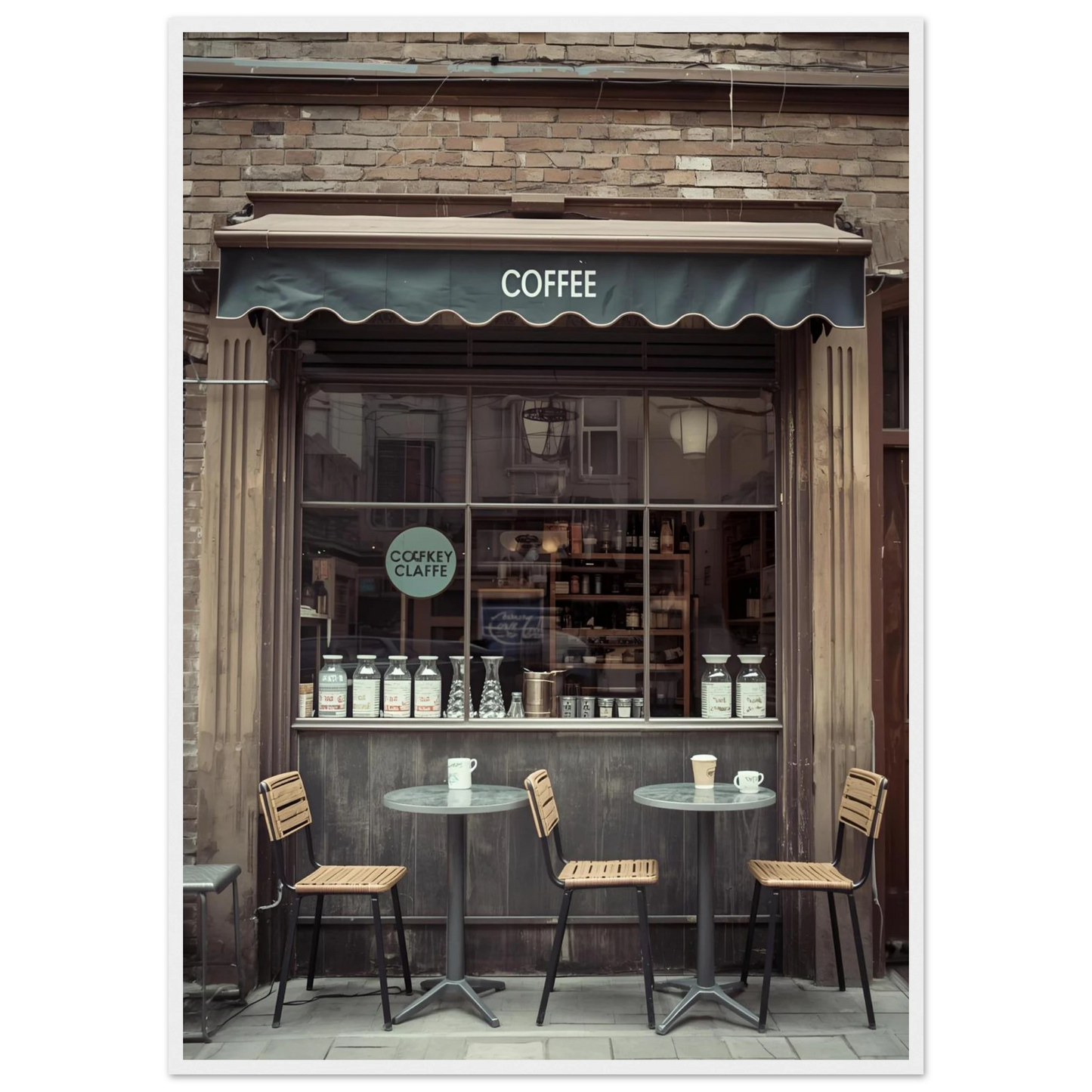 Slow morning art print in a White frame size 21x29.7 cm / 8x12" affordable wall art by Art Aunty NZ