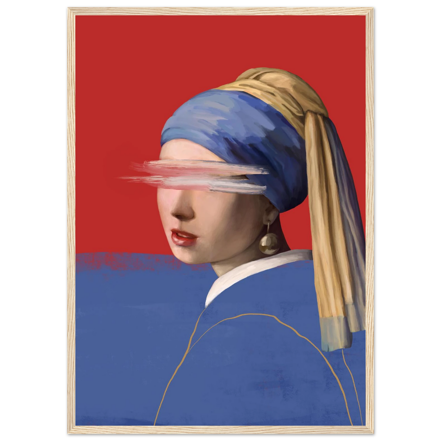 Girl with a pearl earring modern abstraction framed poster by ioana horvat in your choice of size frame color art print in a Black frame size A1 (59.4 x 84.1  cm) affordable wall art by Art Aunty NZ