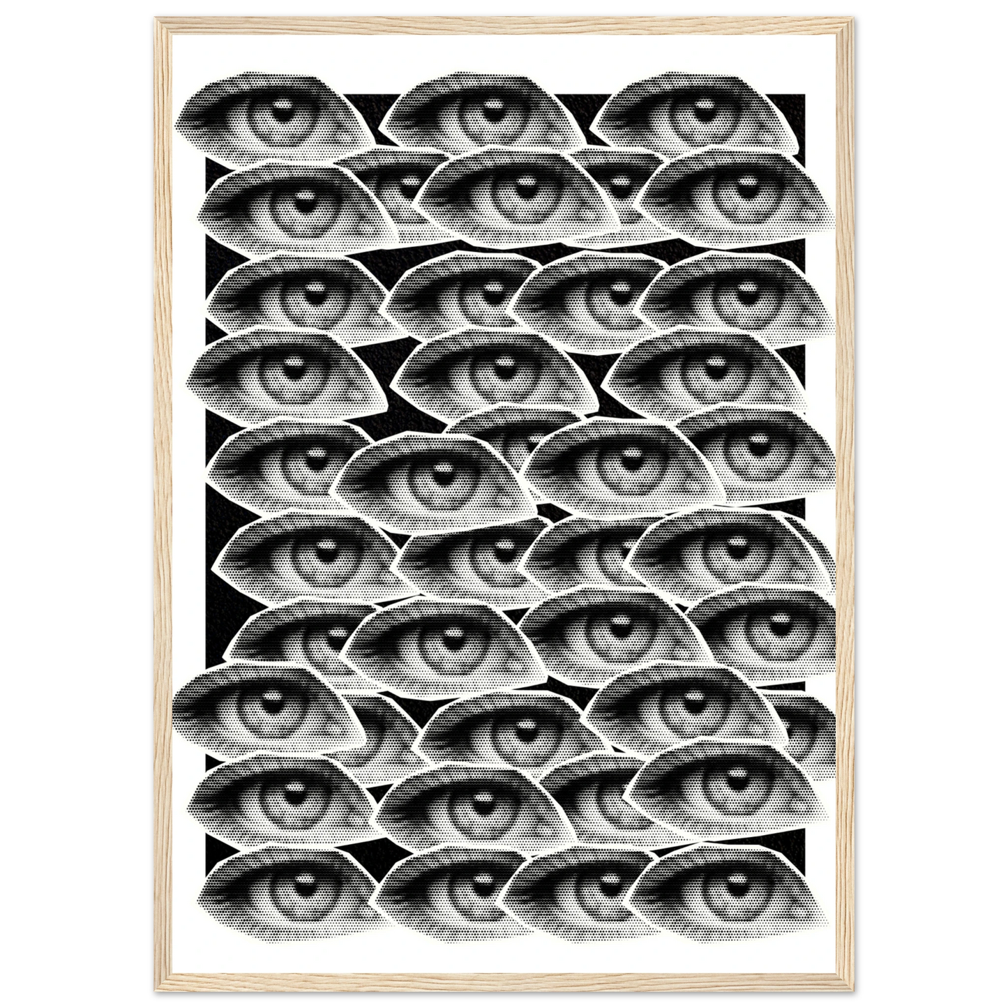 Hypnotic gaze a visionary eye patterned framed poster choose your size frame art print in a White frame size A1 (59.4 x 84.1  cm) affordable wall art by Art Aunty NZ