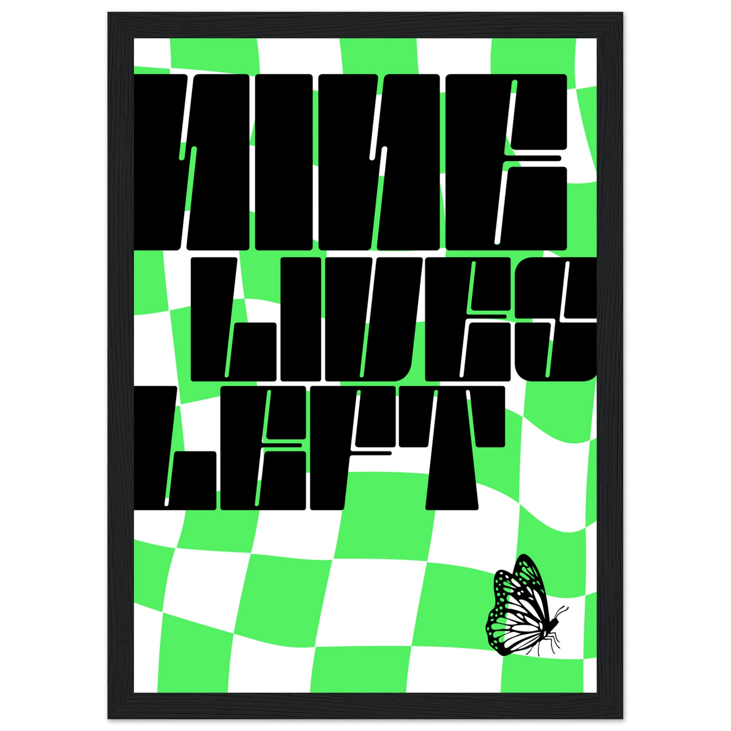 Nine lives left psychedelic pop art print by anya trut choose your size frame art print in a White frame size A2 (42 x 59.4  cm) affordable wall art by Art Aunty NZ