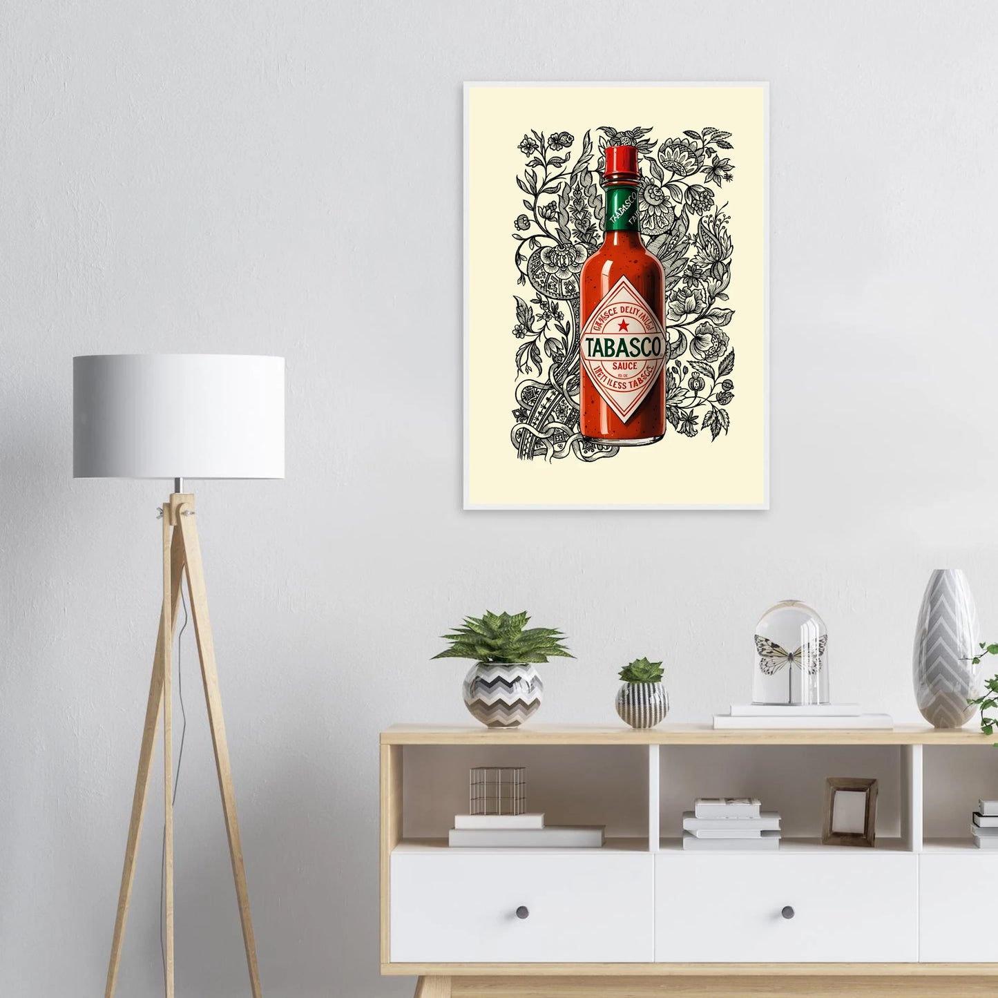 Tabasco sauce pop art bold spicy wall art by anya trut choose your size frame art print in a  size  affordable wall art by Art Aunty NZ