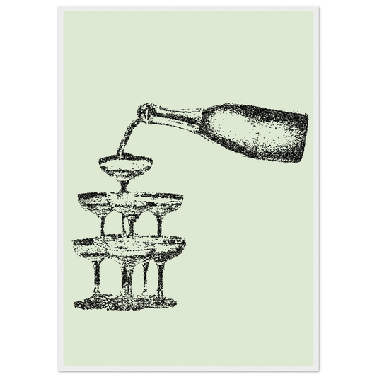 Champagne cascade elegant dotted art print by anya trut choose your size frame art print in a White frame size 21x29.7 cm / 8x12" affordable wall art by Art Aunty NZ