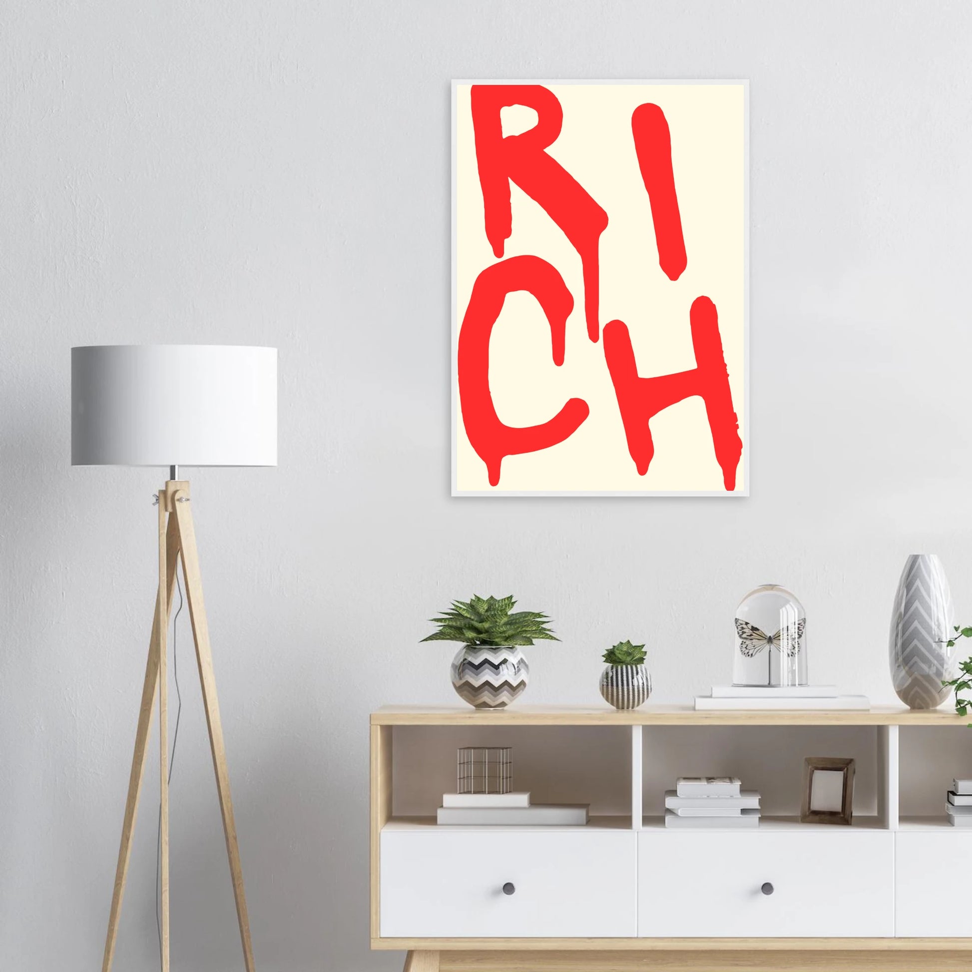 Rich red drip art print by anya trut bold statement wall decor in your choice of frame size art print in a  size  affordable wall art by Art Aunty NZ