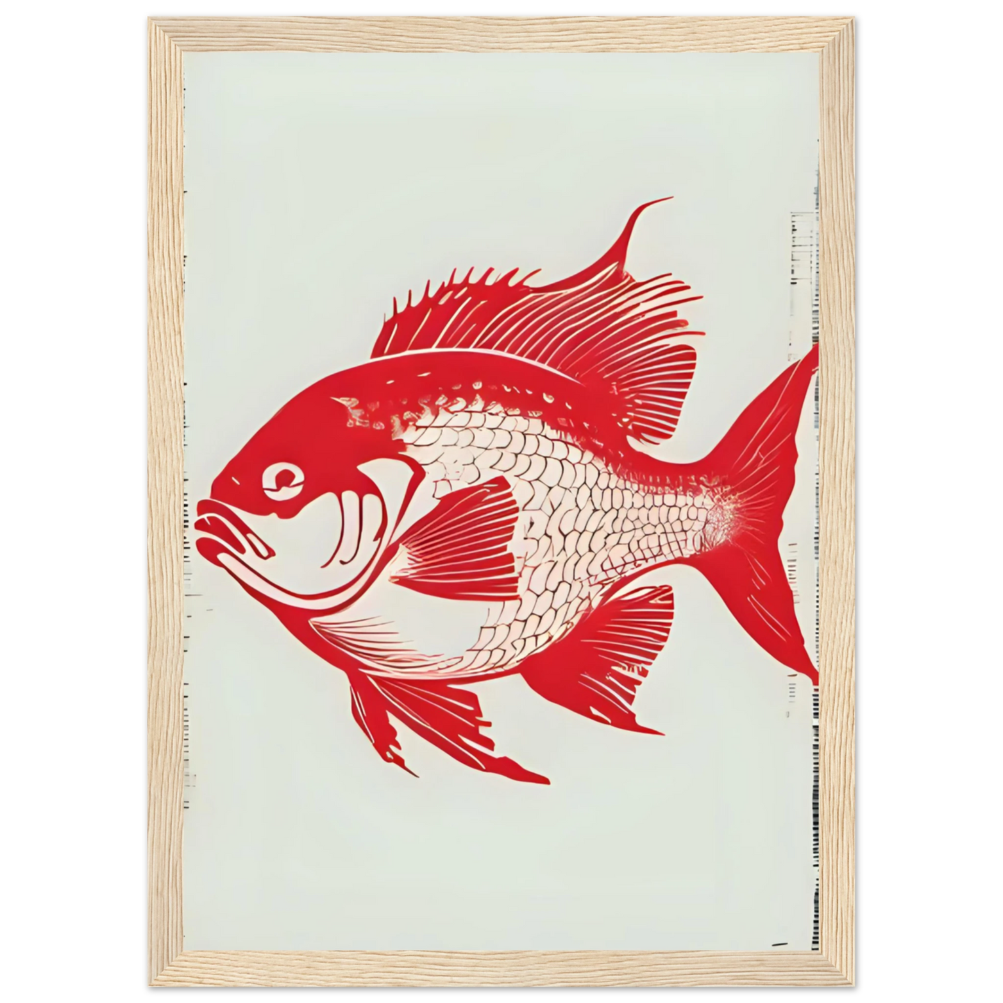 Bait 1 art print in a Wood frame size A1 (59.4 x 84.1  cm) affordable wall art by Art Aunty NZ