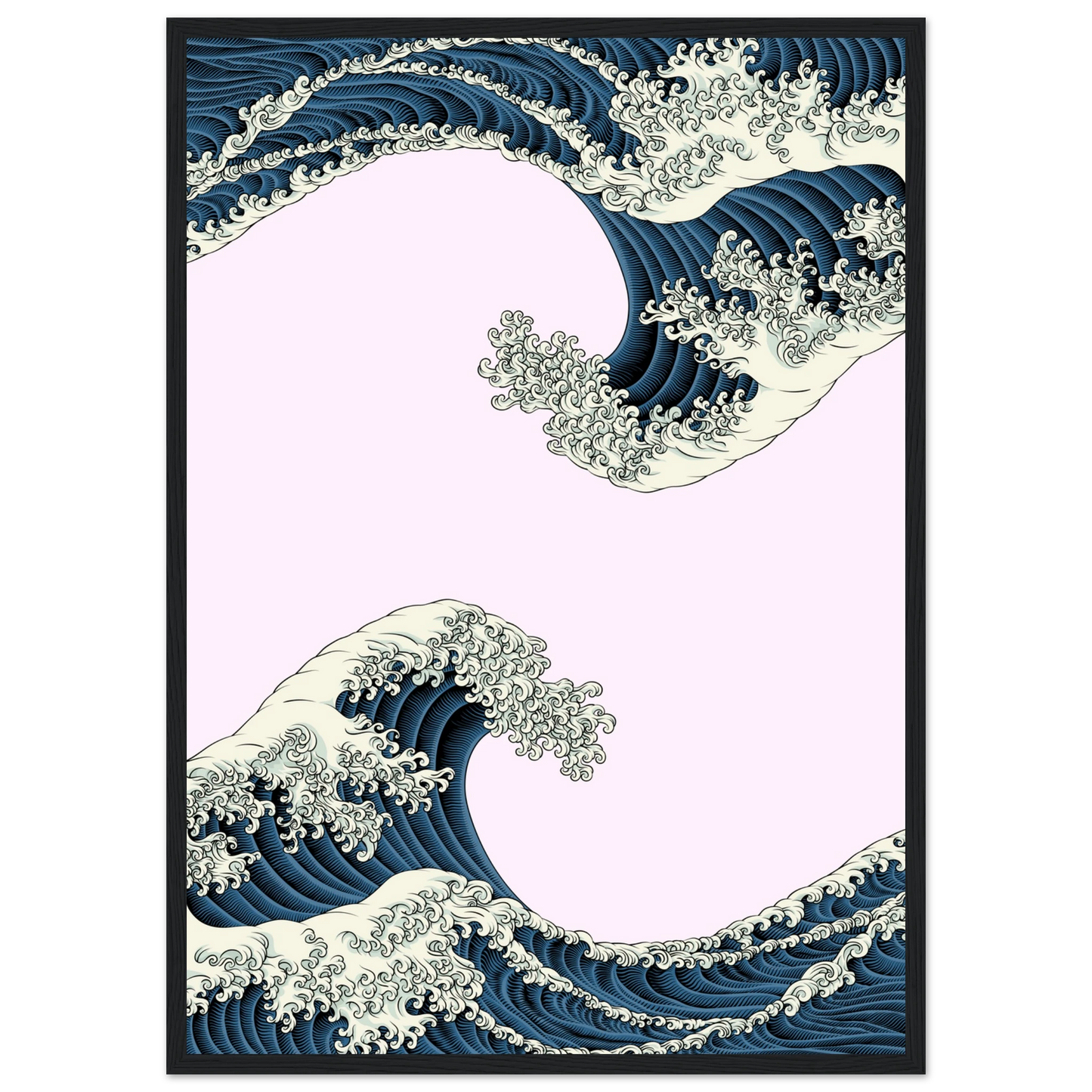 White caps art print in a Wood frame size A2 (42 x 59.4  cm) affordable wall art by Art Aunty NZ