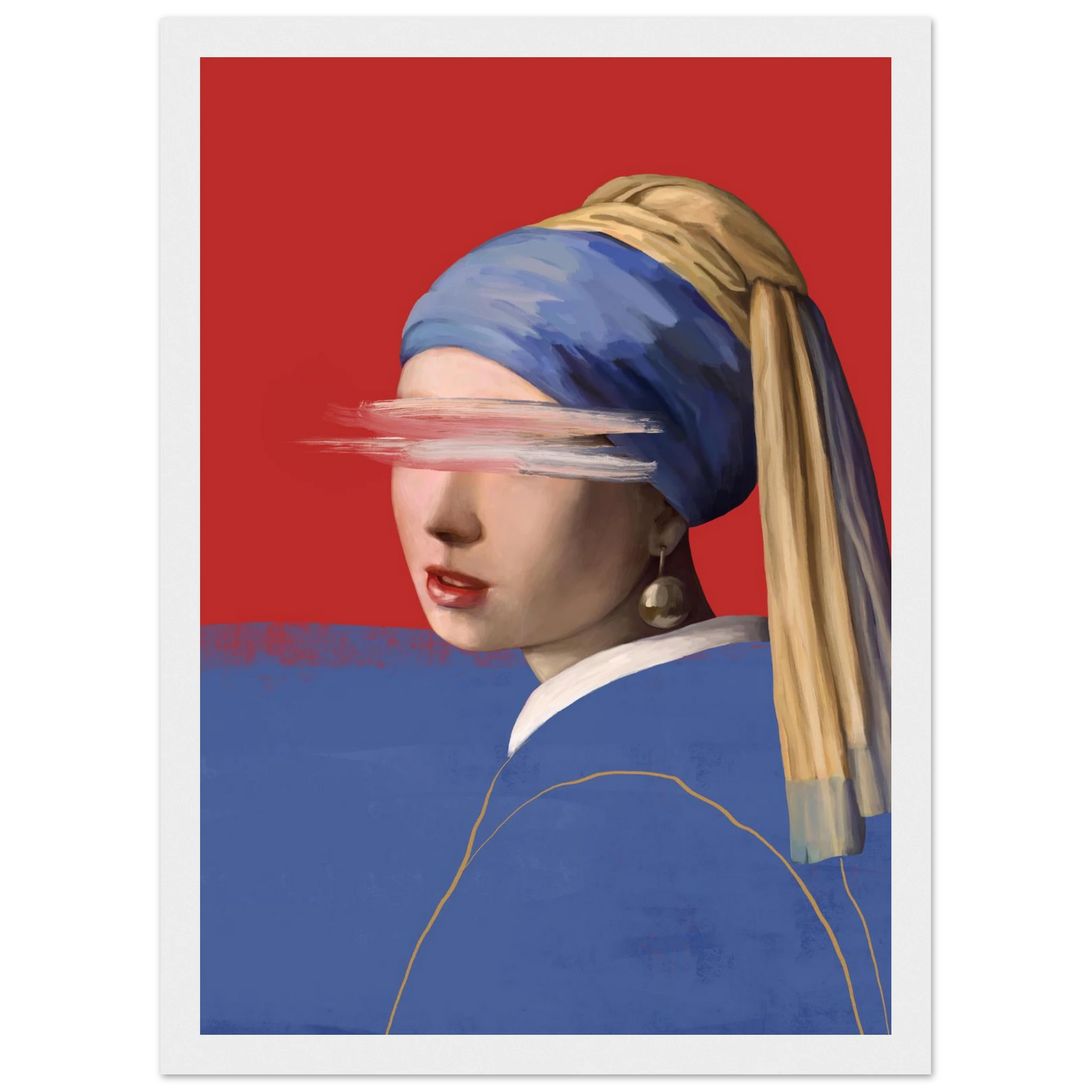 Girl with a pearl earring modern abstraction framed poster by ioana horvat in your choice of size frame color art print in a Wood frame size A1 (59.4 x 84.1  cm) affordable wall art by Art Aunty NZ