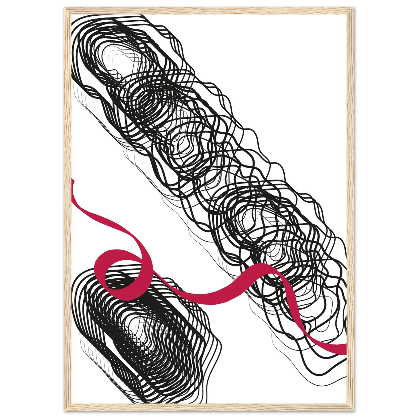 Abstract swirls ribbon framed art print by anya trut modern minimalist wall decor in your choice of size frame art print in a White frame size A1 (59.4 x 84.1  cm) affordable wall art by Art Aunty NZ