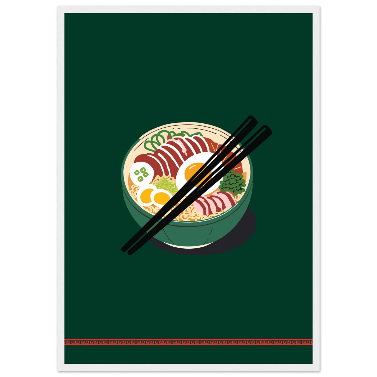 Flavorful ramen bowl wall art print by anya trut customize your size frame art print in a Wood frame size A2 (42 x 59.4  cm) affordable wall art by Art Aunty NZ