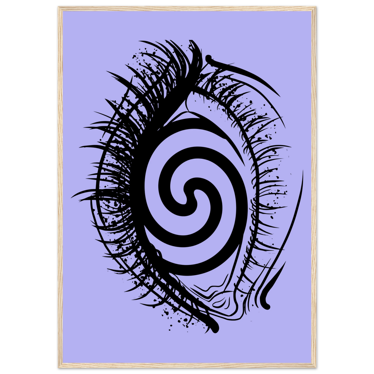 Hypnotic gaze abstract eye swirl print by anya trut choose your size frame art print in a Black frame size A1 (59.4 x 84.1  cm) affordable wall art by Art Aunty NZ