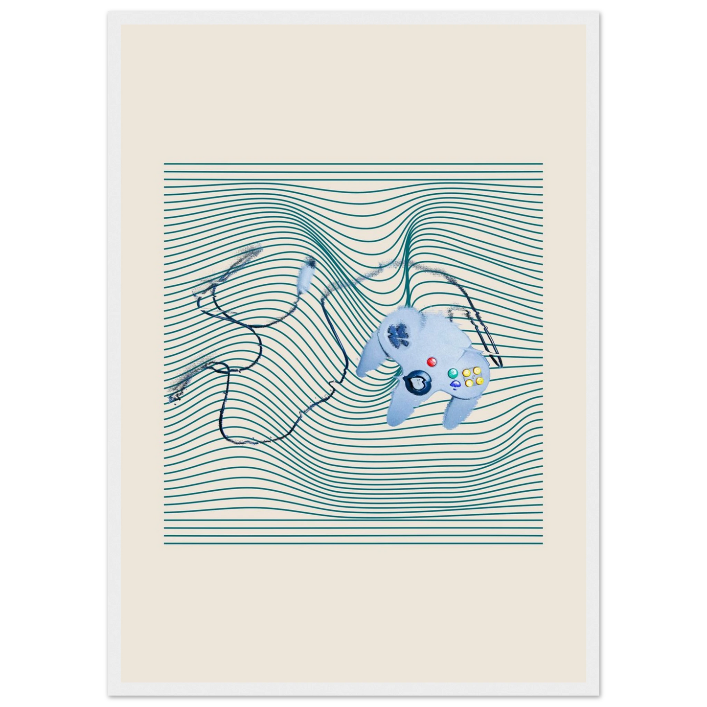 Gameboy art print in a Wood frame size A2 (42 x 59.4  cm) affordable wall art by Art Aunty NZ