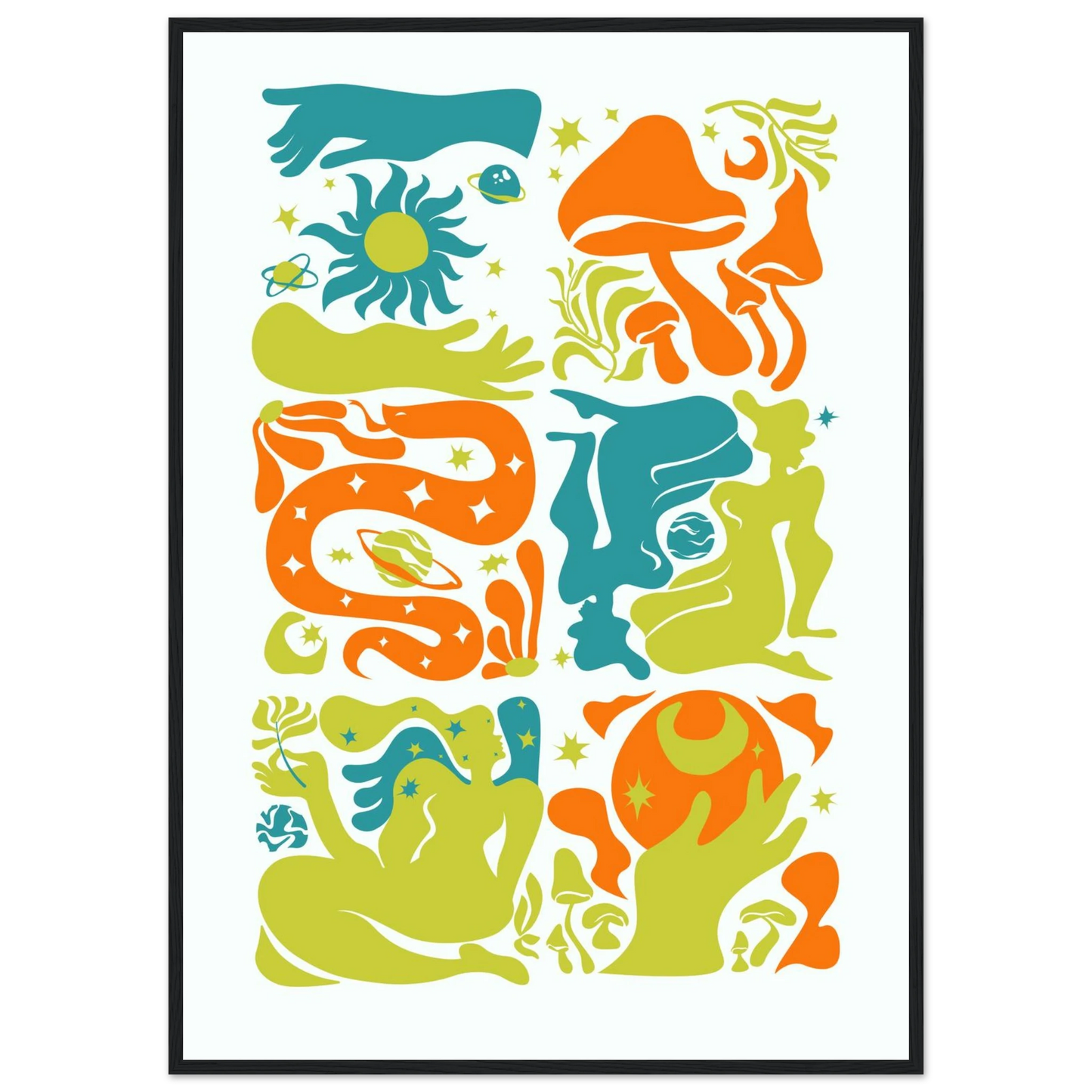 Swimmer art print in a Black frame size A2 (42 x 59.4  cm) affordable wall art by Art Aunty NZ