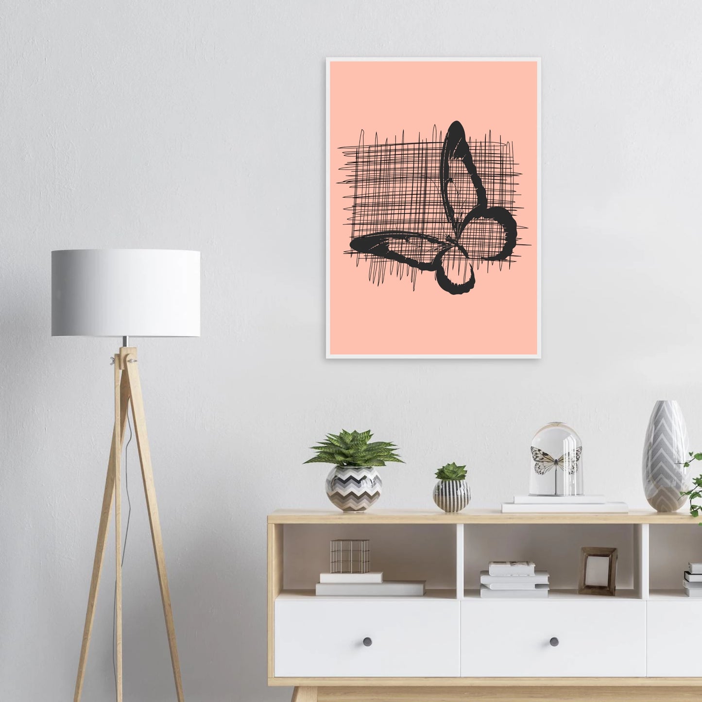 Abstract composition in black and pink by anya trut modern fine art print in your choice of frame art print in a  size  affordable wall art by Art Aunty NZ