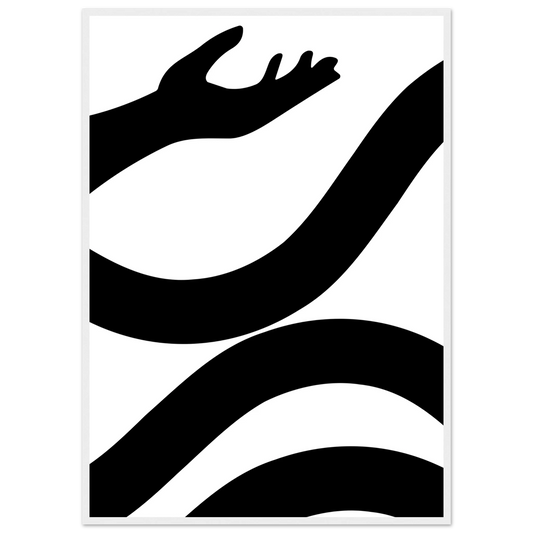 Abstract embrace minimalist black white line art print by anya trut choose your size and frame art print in a White frame size 21x29.7 cm / 8x12" affordable wall art by Art Aunty NZ