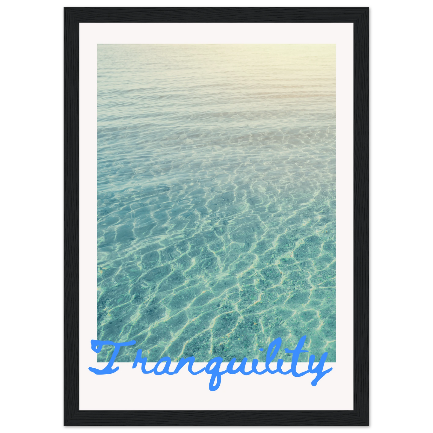 Tranquility framed serene water reflection art print by anya trut in your choice of size and frame finish art print in a White frame size A2 (42 x 59.4  cm) affordable wall art by Art Aunty NZ