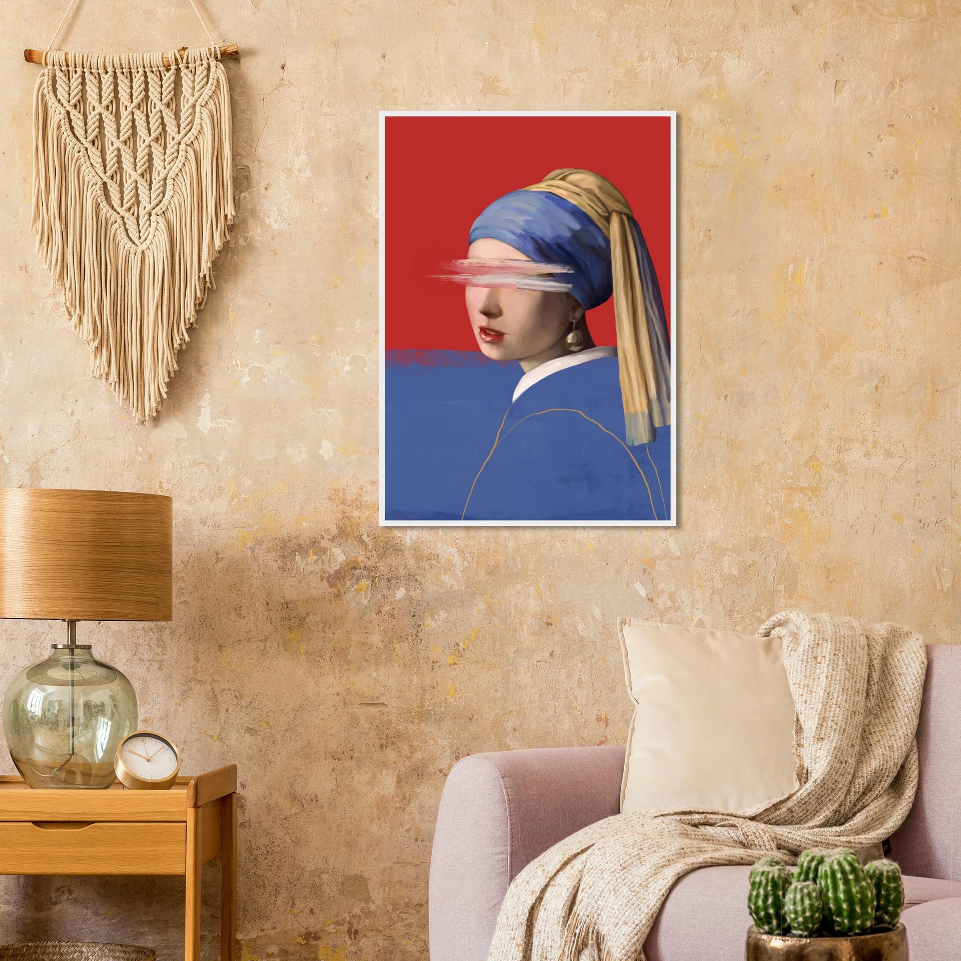 Girl with a pearl earring modern abstraction framed poster by ioana horvat in your choice of size frame color art print in a  size  affordable wall art by Art Aunty NZ
