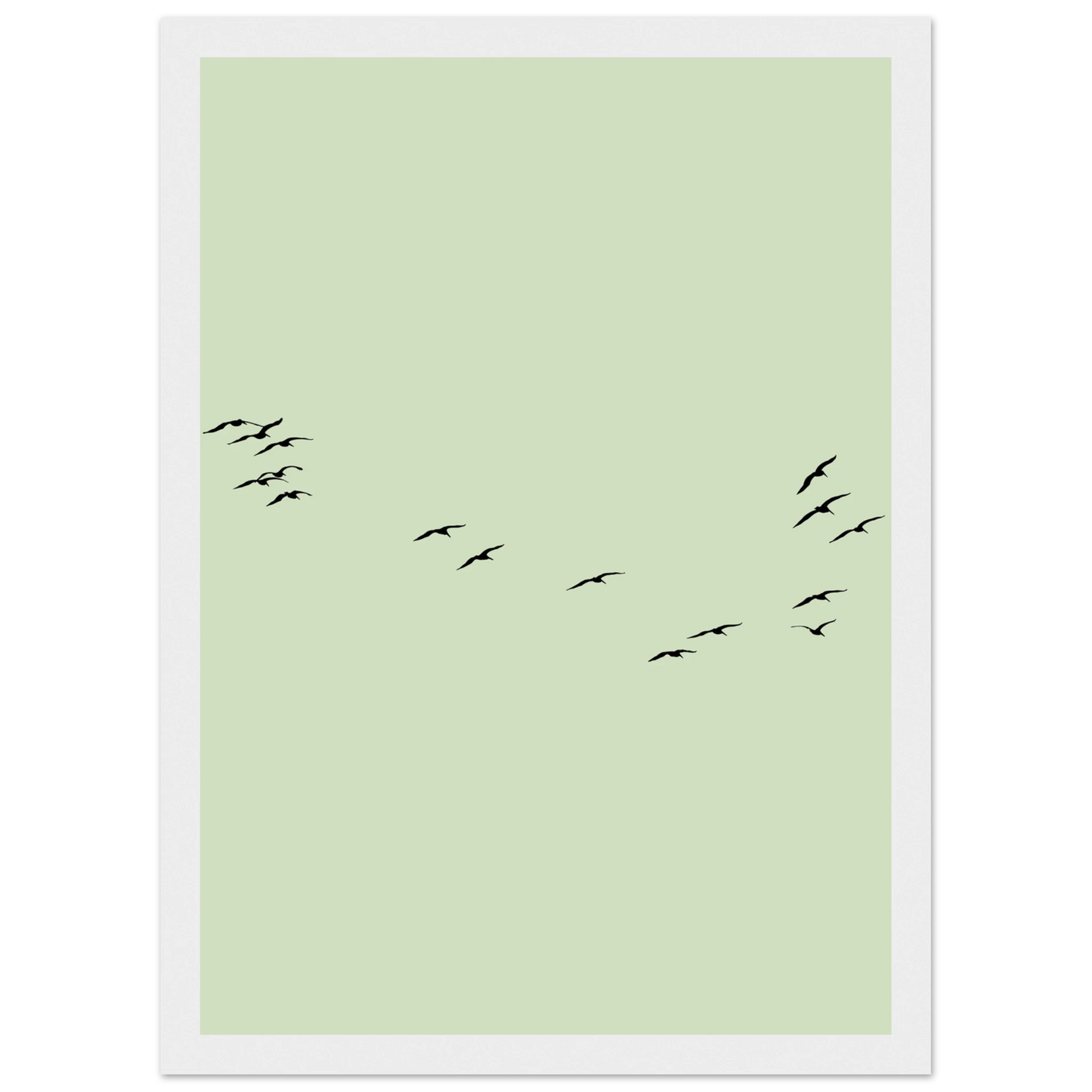 Minimalist flight framed poster serene birds in motion by anya trut available in multiple sizes frames art print in a Wood frame size A1 (59.4 x 84.1  cm) affordable wall art by Art Aunty NZ