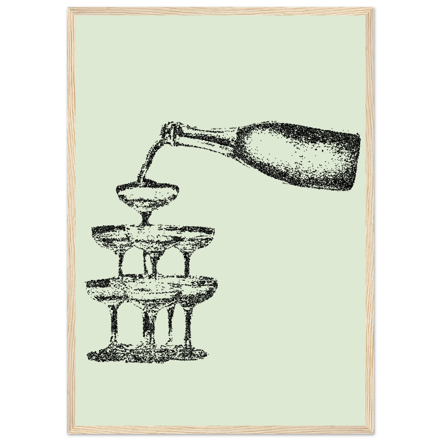 Champagne cascade elegant dotted art print by anya trut choose your size frame art print in a White frame size A1 (59.4 x 84.1  cm) affordable wall art by Art Aunty NZ