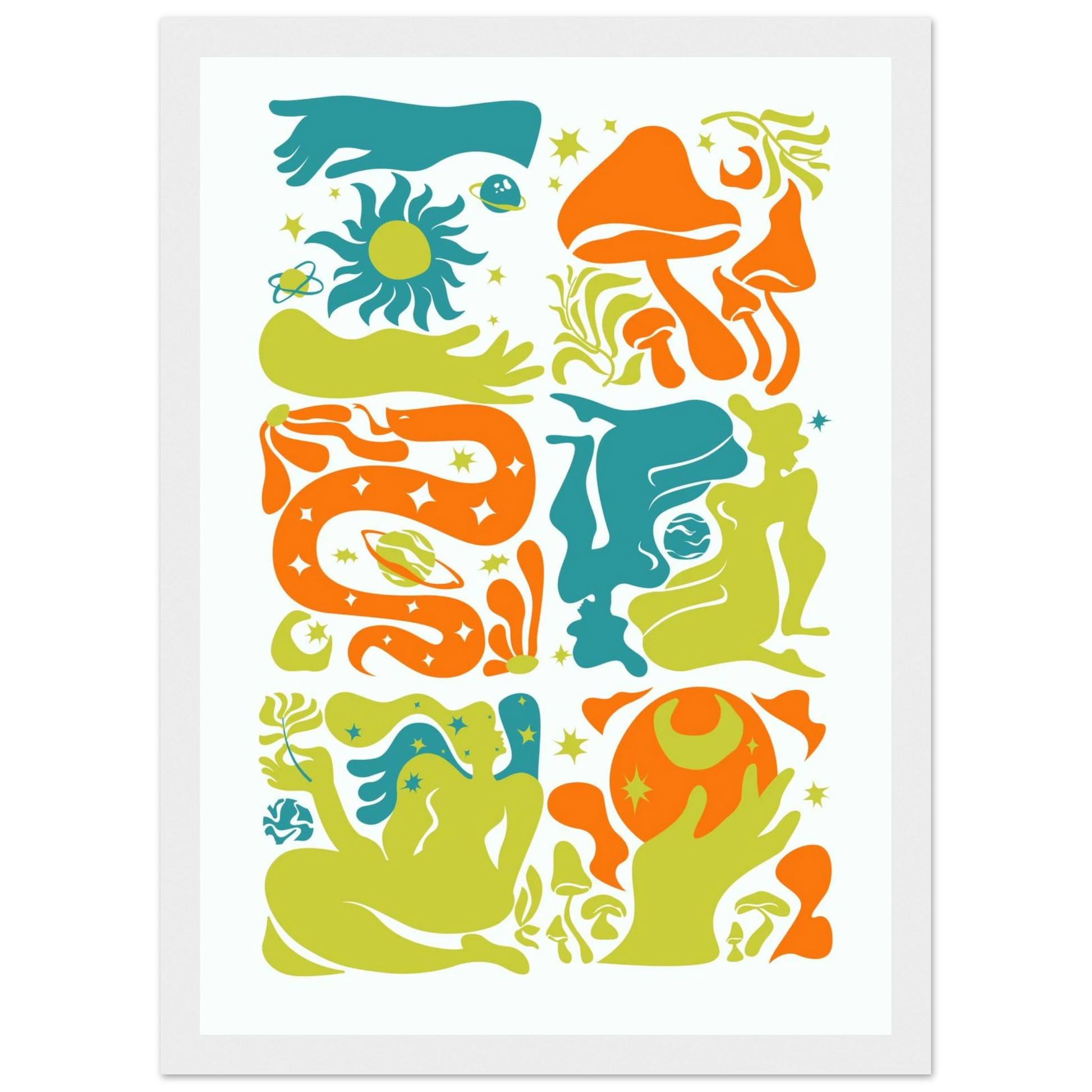 Swimmer art print in a White frame size A2 (42 x 59.4  cm) affordable wall art by Art Aunty NZ