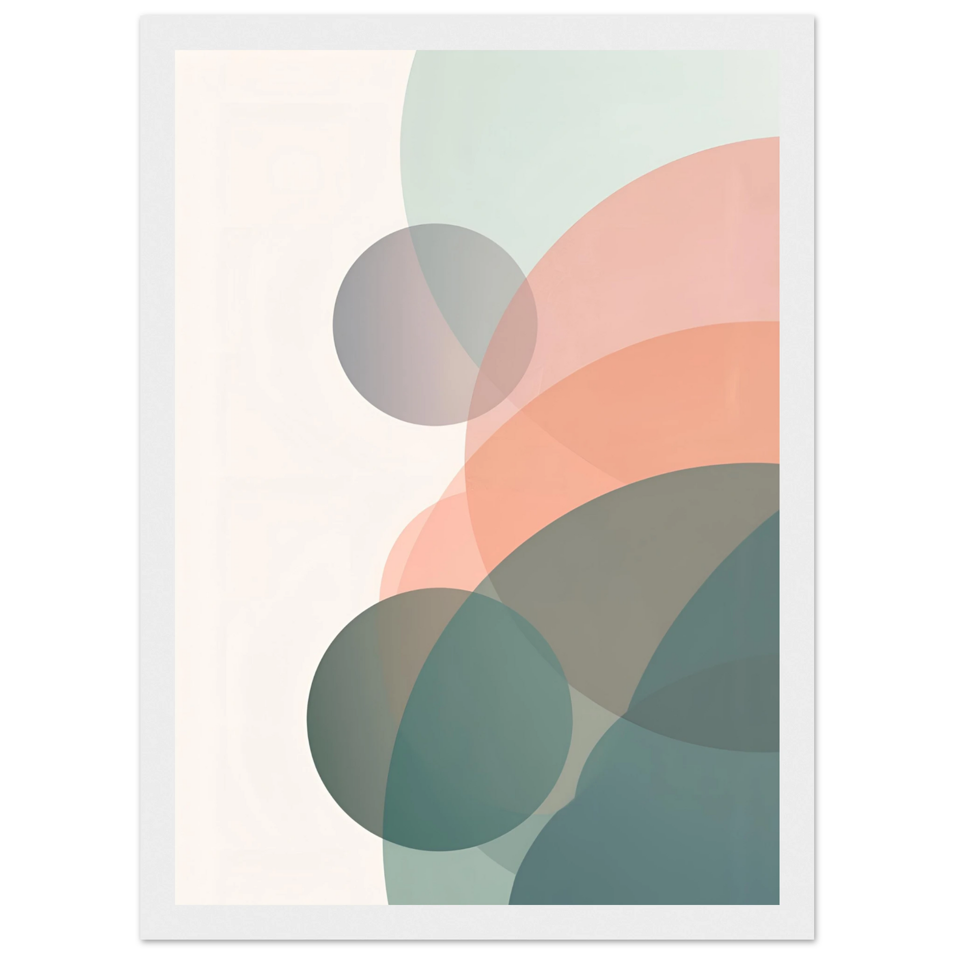 Abstract serenity bubbles modern minimalist wall art print by anya trut choose your size frame art print in a Wood frame size A1 (59.4 x 84.1  cm) affordable wall art by Art Aunty NZ