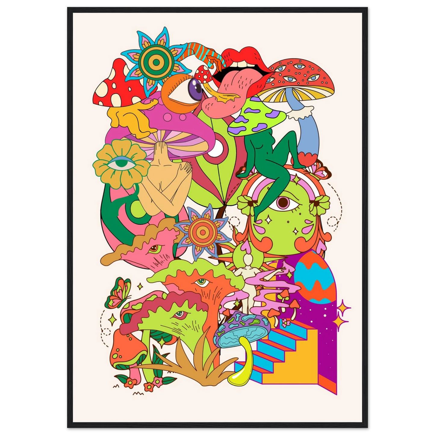 Delic art print in a Wood frame size A1 (59.4 x 84.1  cm) affordable wall art by Art Aunty NZ