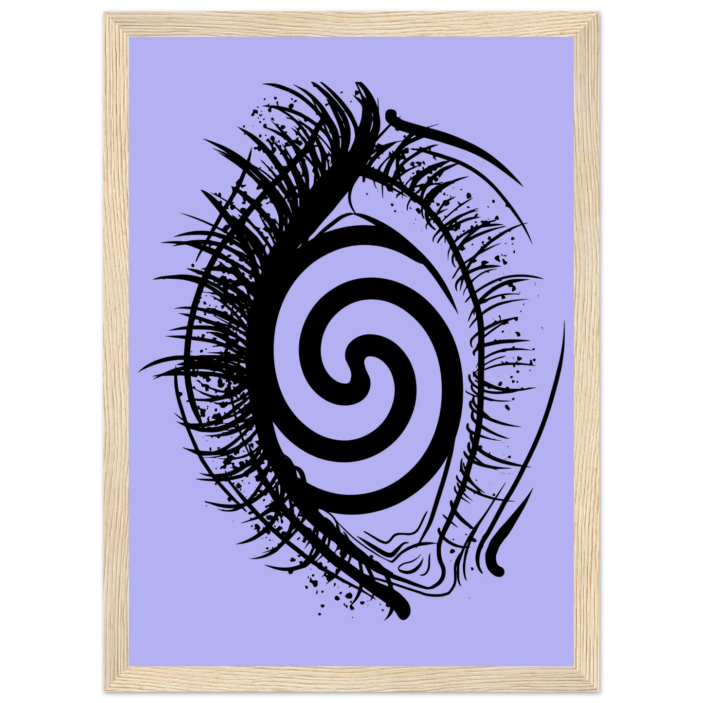 Hypnotic gaze abstract eye swirl print by anya trut choose your size frame art print in a Black frame size 21x29.7 cm / 8x12" affordable wall art by Art Aunty NZ