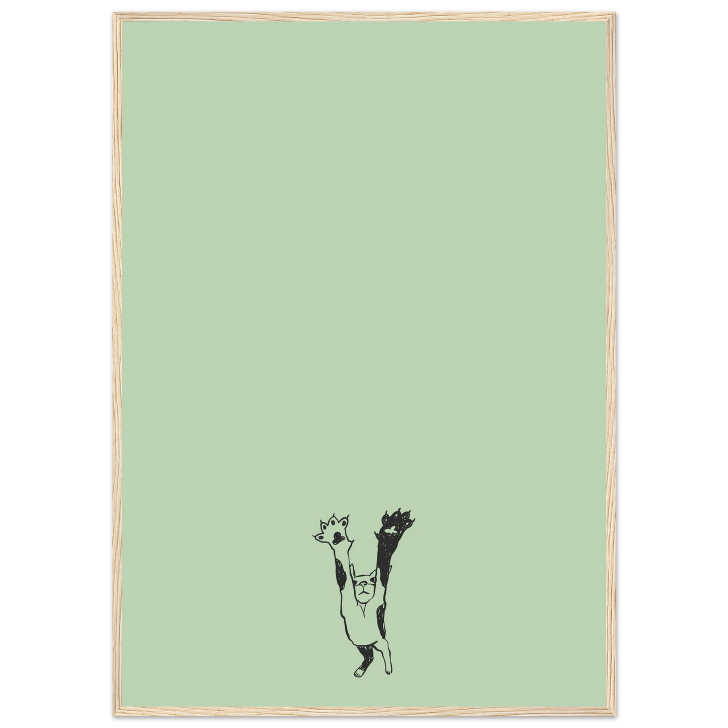 Catnip art print in a Black frame size A1 (59.4 x 84.1  cm) affordable wall art by Art Aunty NZ