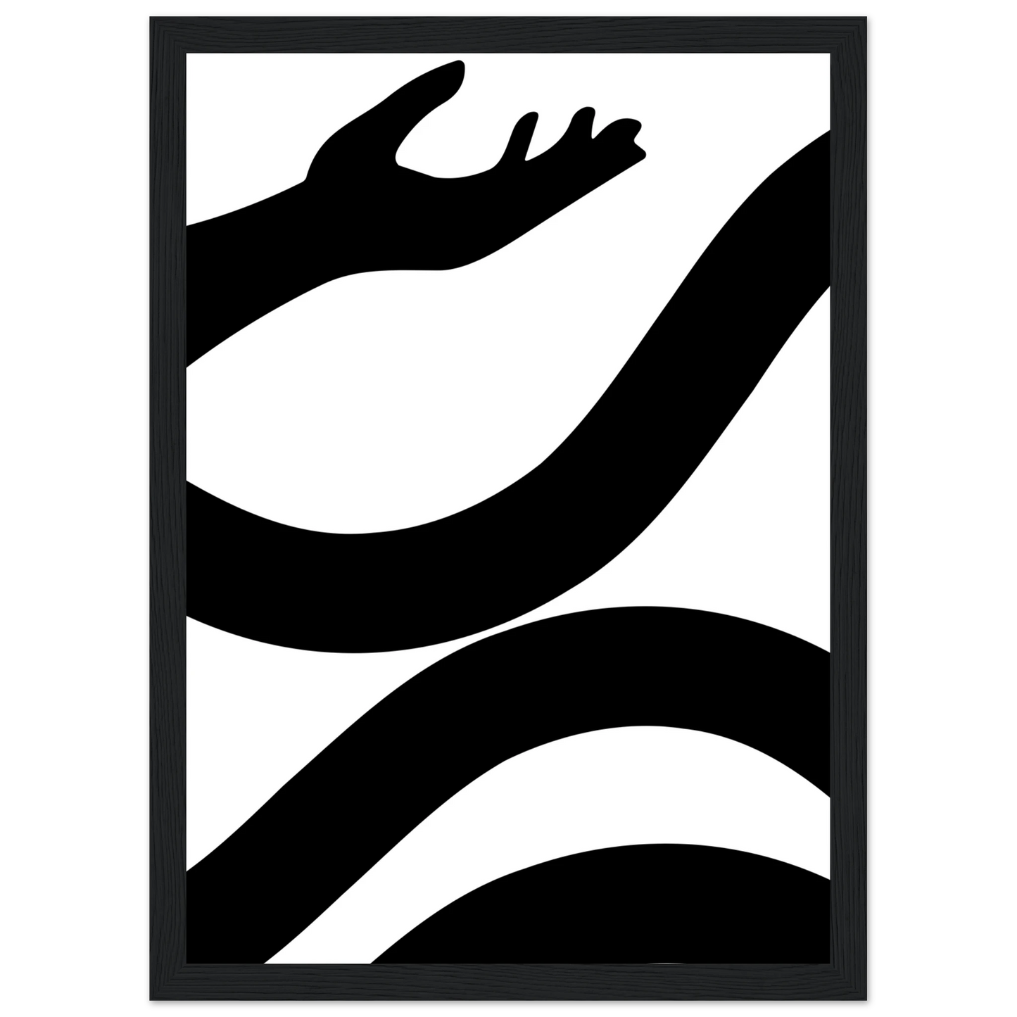 Abstract embrace minimalist black white line art print by anya trut choose your size and frame art print in a White frame size A2 (42 x 59.4  cm) affordable wall art by Art Aunty NZ